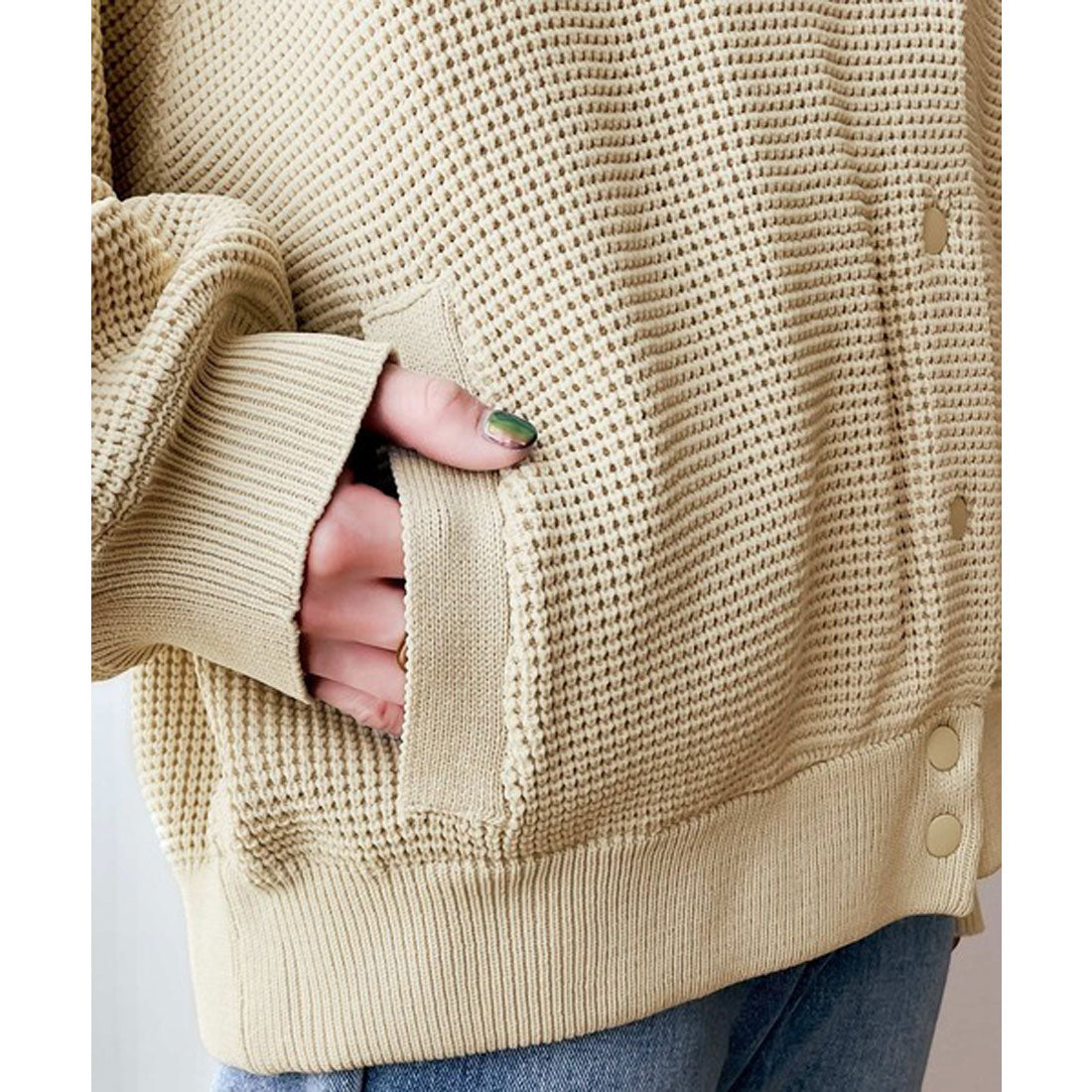 Classical Elf "JaVa Collaboration" New Texture! Lightweight Waffle Knit Blouson