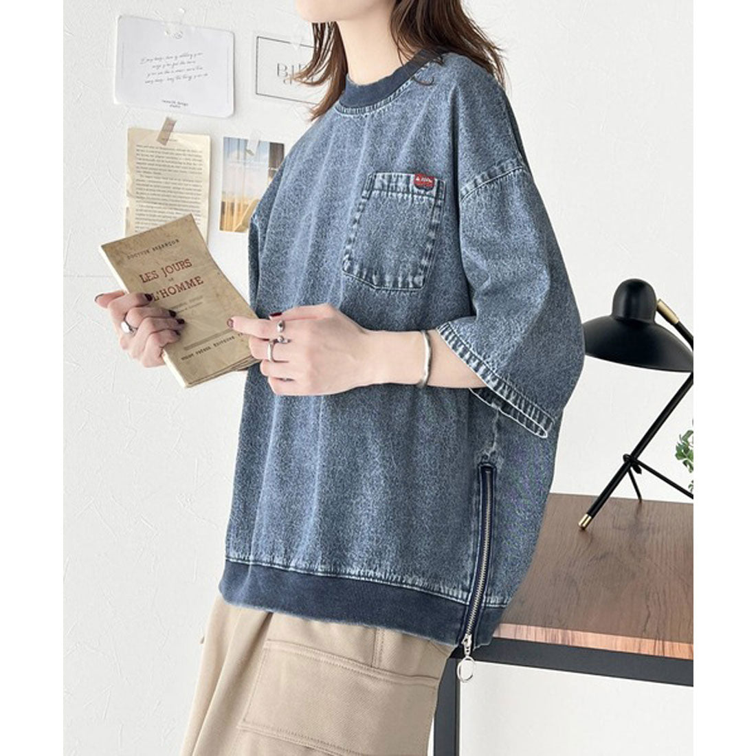 クラシカルエルフ Classical Elf 《JaVa ジャバコラボ》大人のハンサムライク。コットン100%サイドファスナーデニムプルオーバー （インディゴ） インディゴ