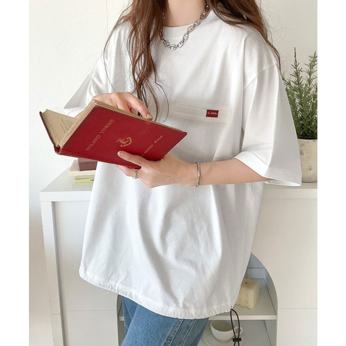クラシカルエルフ Classical Elf 《JaVa ジャバコラボ》綿100％シルケット素材裾ドロストオーバーサイズTシャツ （オフホワイト） オフホワイト