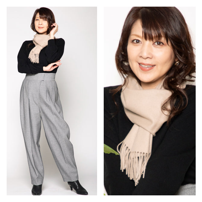 カシュミー Cashmee 飯島直子さん×Cashmeeコラボ企画「Cashmee.N」カシミヤ マフラー カシミア100％ ベーシック ウェーブ ロングマフラー 無地