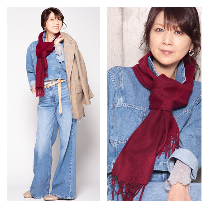 カシュミー Cashmee 飯島直子さん×Cashmeeコラボ企画「Cashmee.N」カシミヤ マフラー カシミア100％ ベーシック ウェーブ ロングマフラー 無地