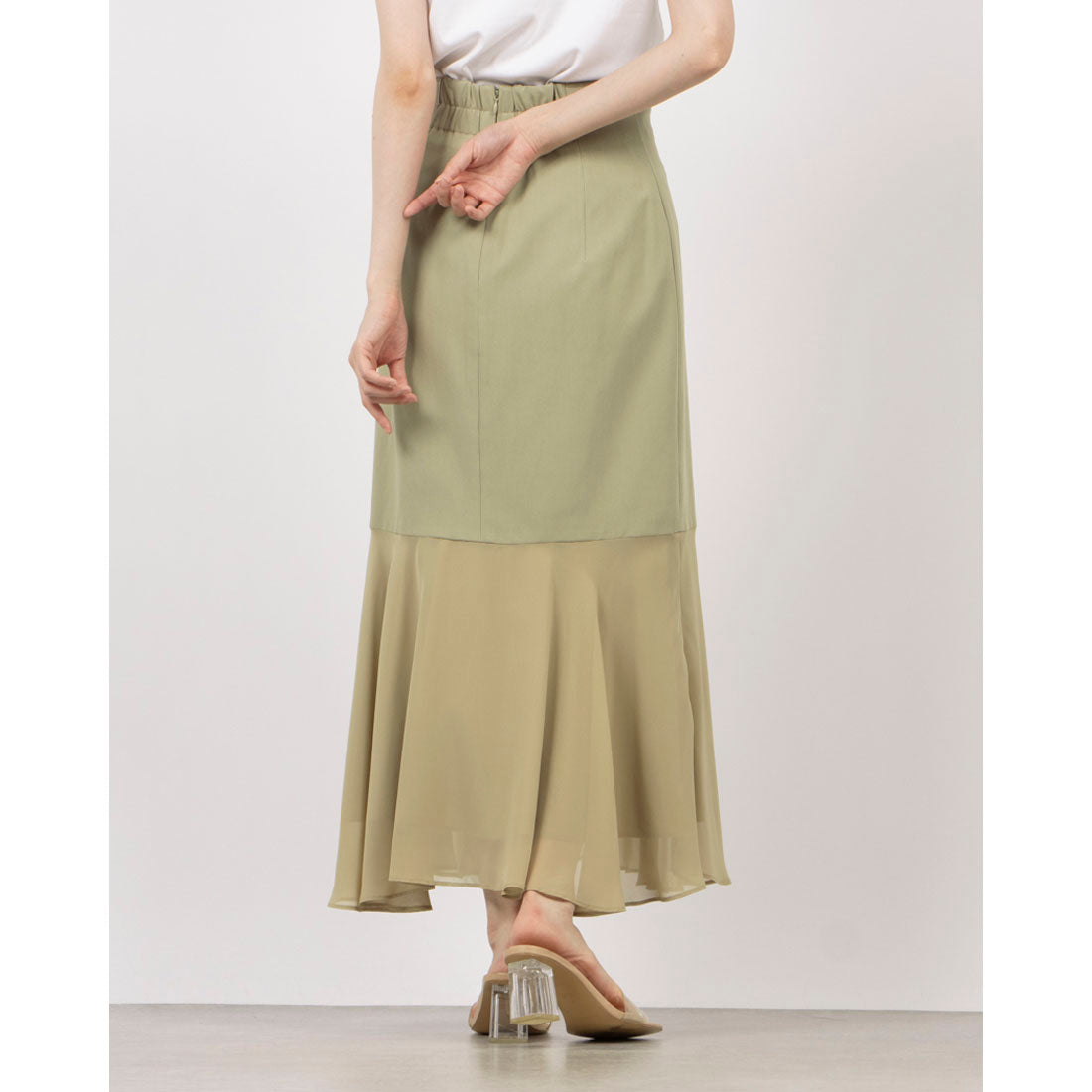 チーク Cheek 裾シフォンプリーツマーメイドスカート （GRN） GRN