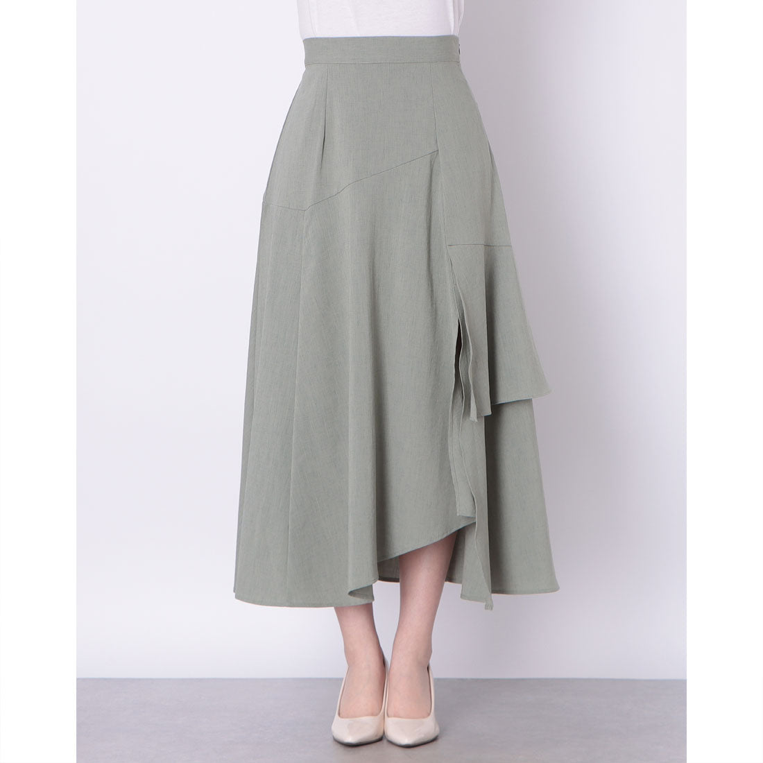 チーク Cheek イレヘムティアードスカート （OLIVE） OLIVE