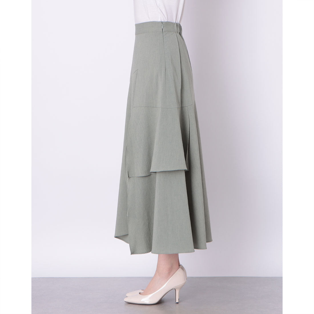 チーク Cheek イレヘムティアードスカート （OLIVE） OLIVE