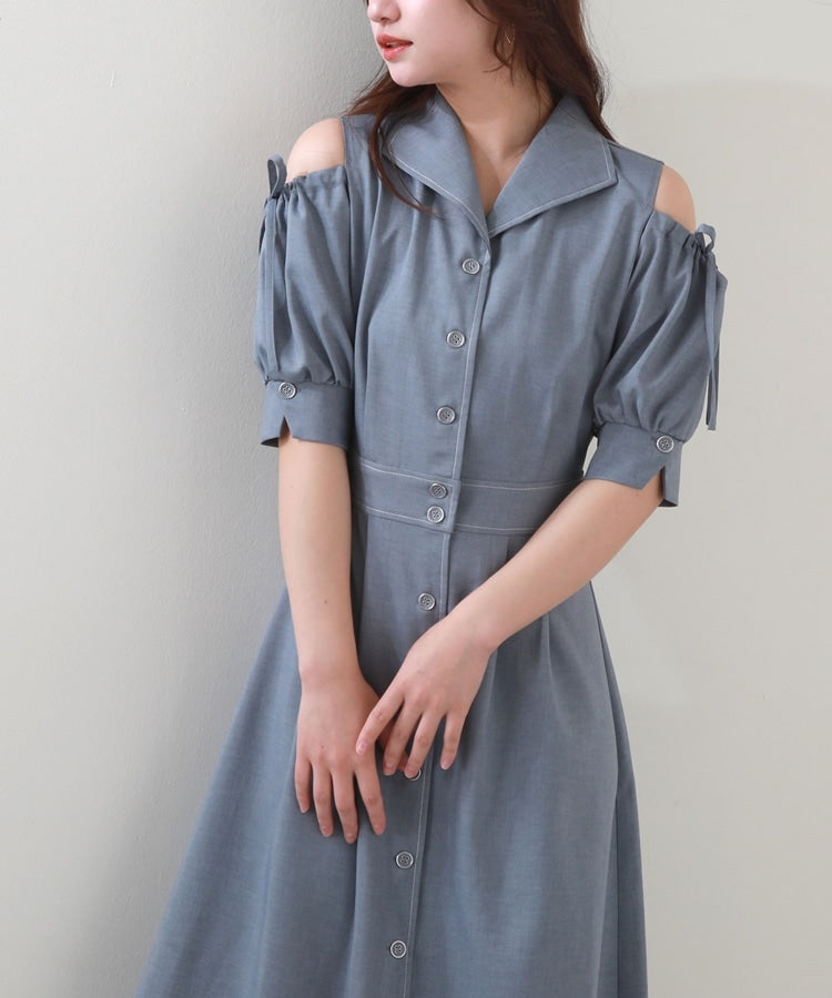 Cheek Off-the-shoulder shirt dress