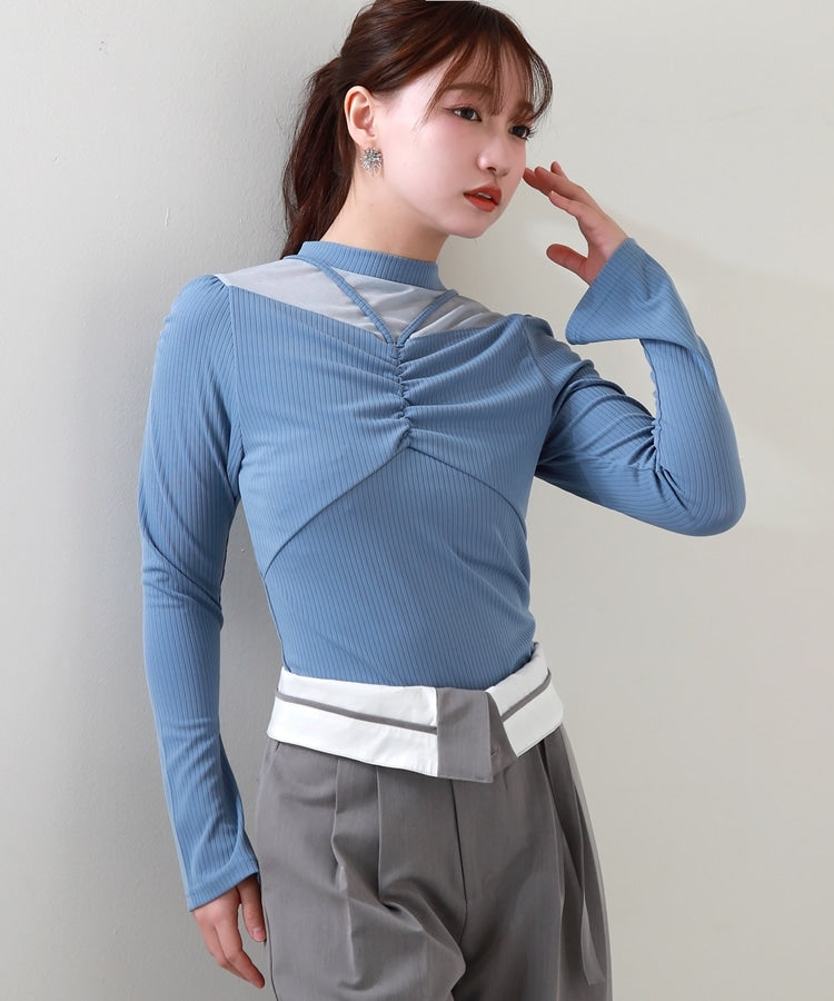 Cheek Decollete Sheer Rib Top