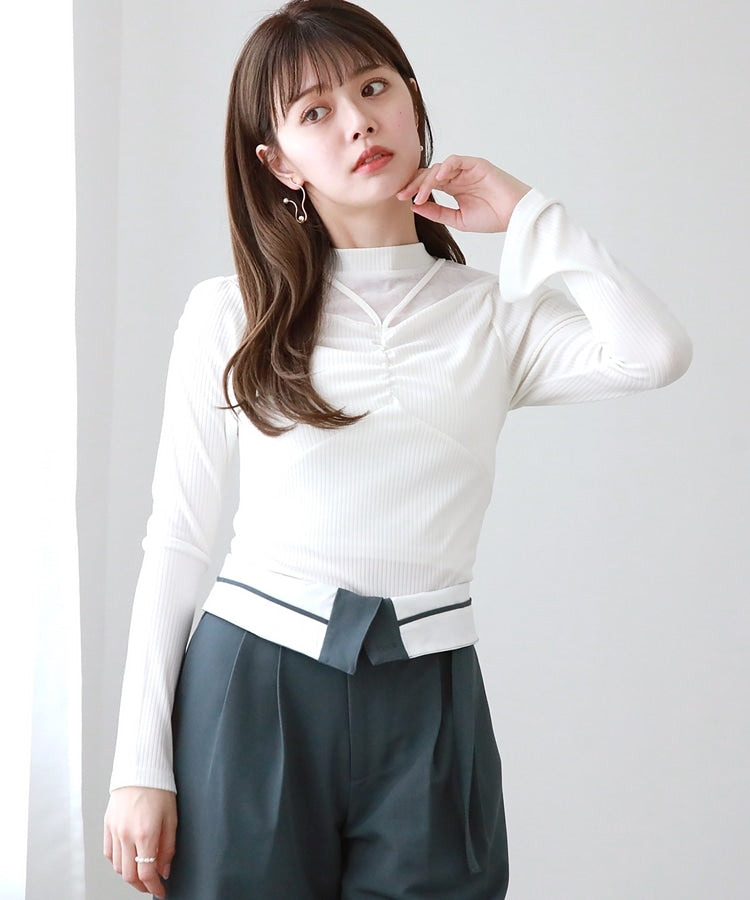Cheek Decollete Sheer Rib Top