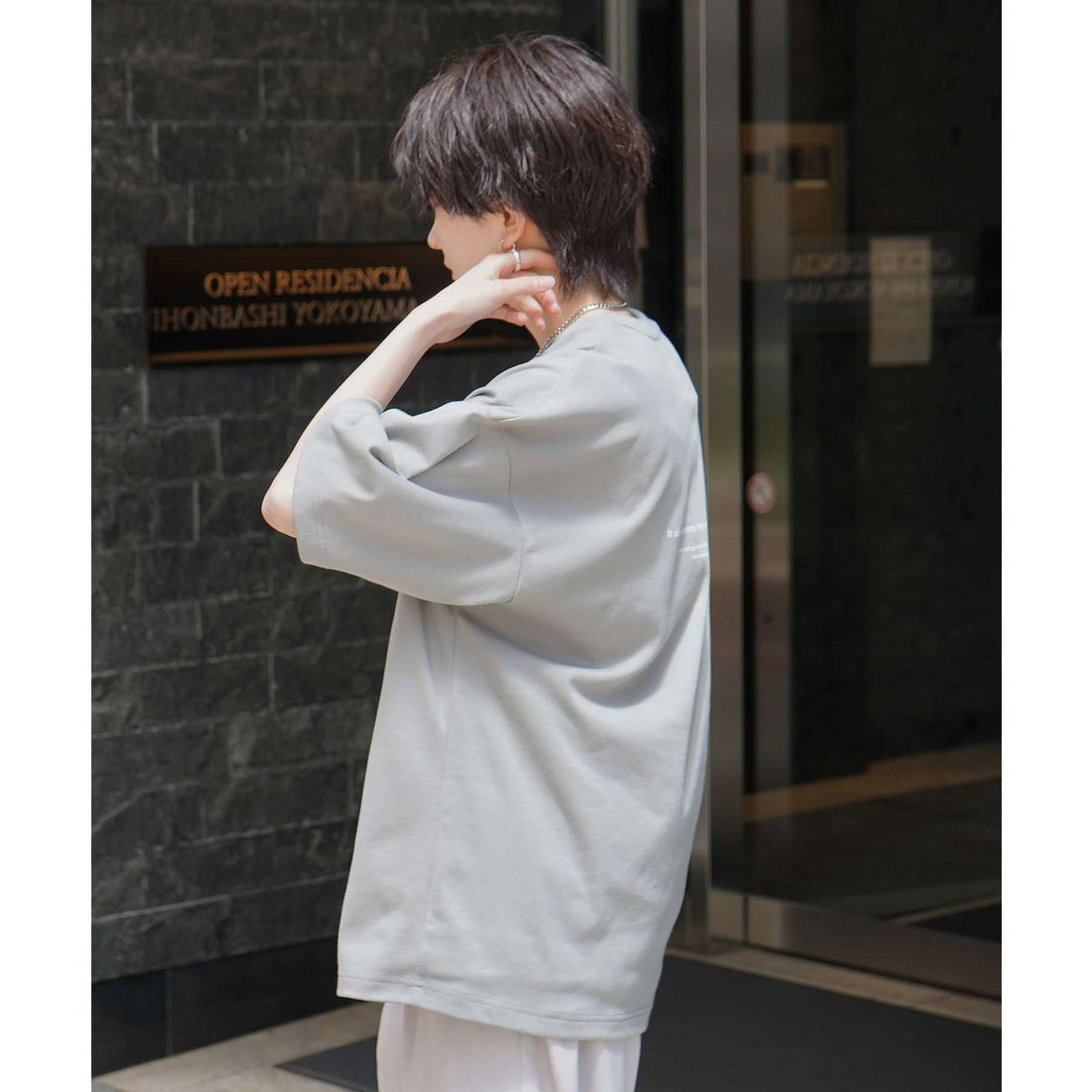 コンファーム Confirm ナチュラルドレープ とろみ肌感 ワンポイント刺繍 ビッグシルエット半袖Tシャツ カットソー ユニセックス （ミント） ミント