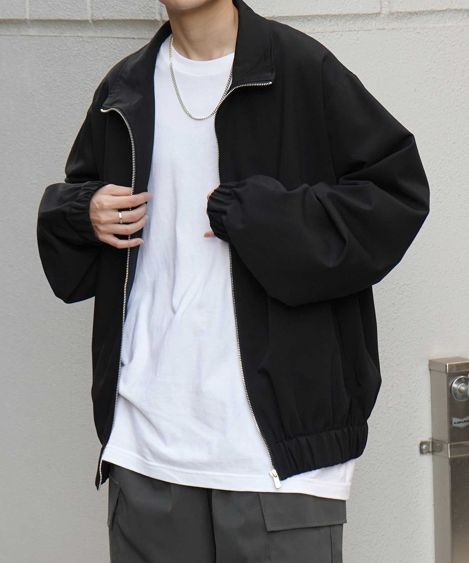 コンファーム Confirm ビッグシルエット スタンドネックブルゾン フルジップジャケット （ブラック） ブラック