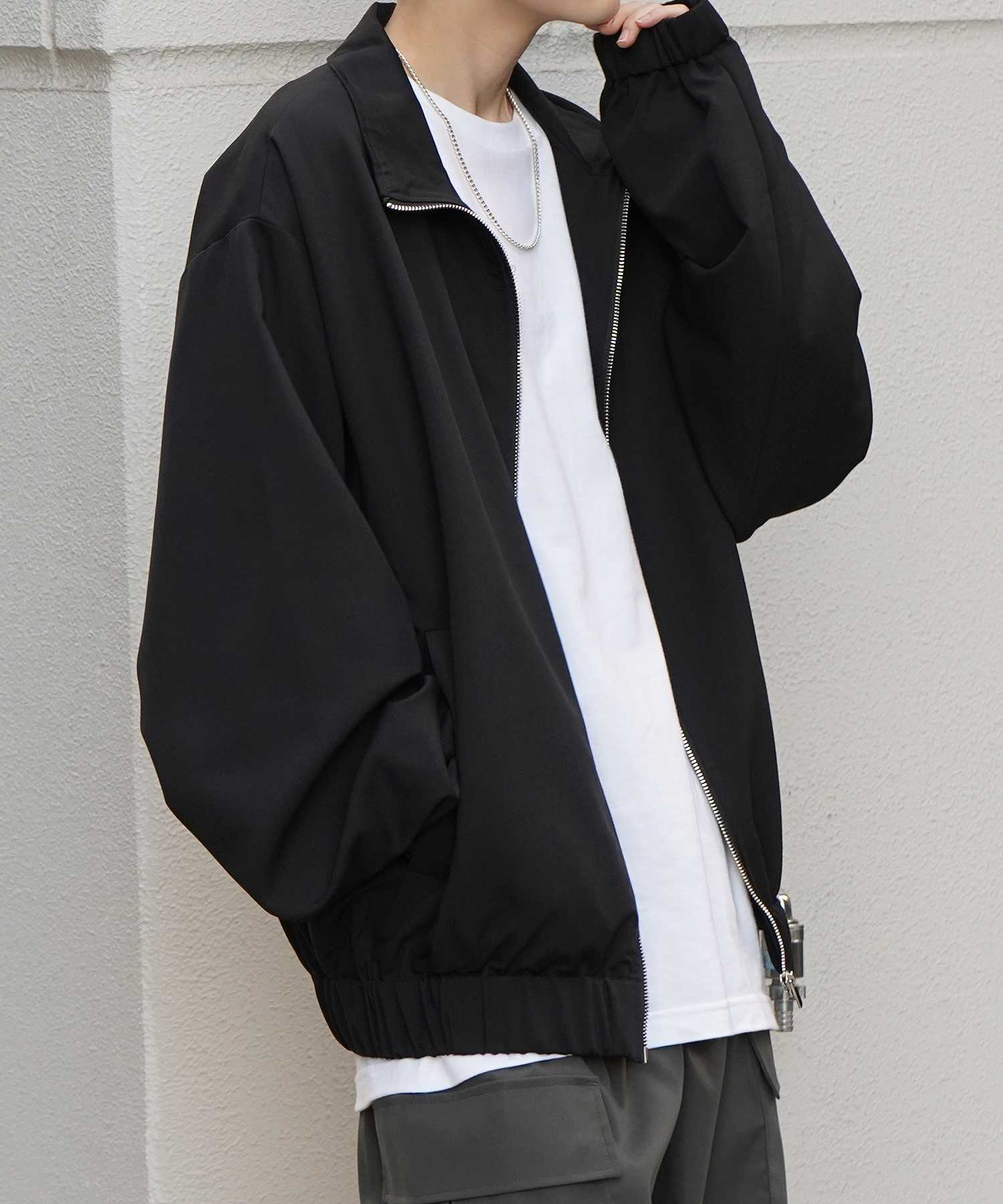 コンファーム Confirm ビッグシルエット スタンドネックブルゾン フルジップジャケット （ブラック） ブラック