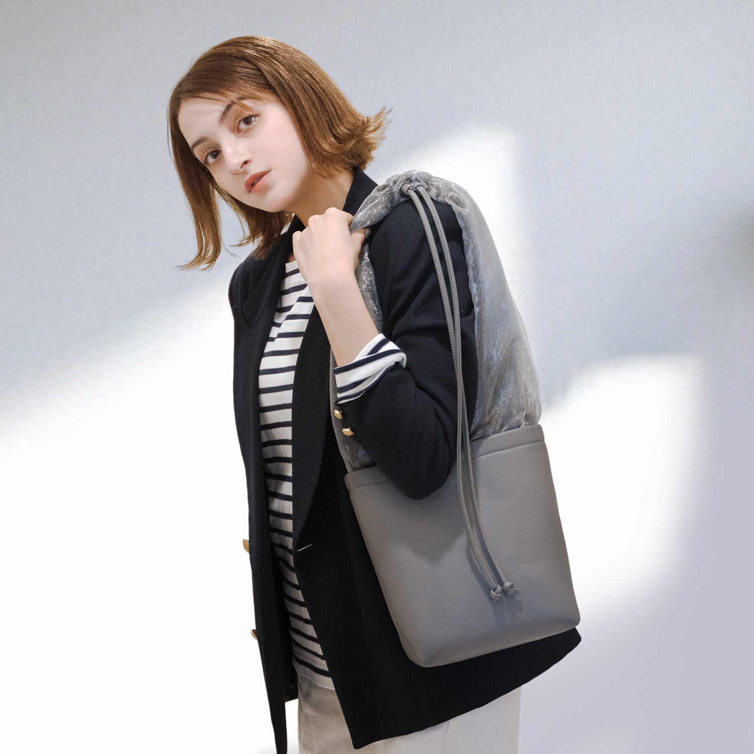 クレールトワール Creeretoile ストールバッグ ショルダー（グレー×ダークシルバー） グレー×ダークシルバー