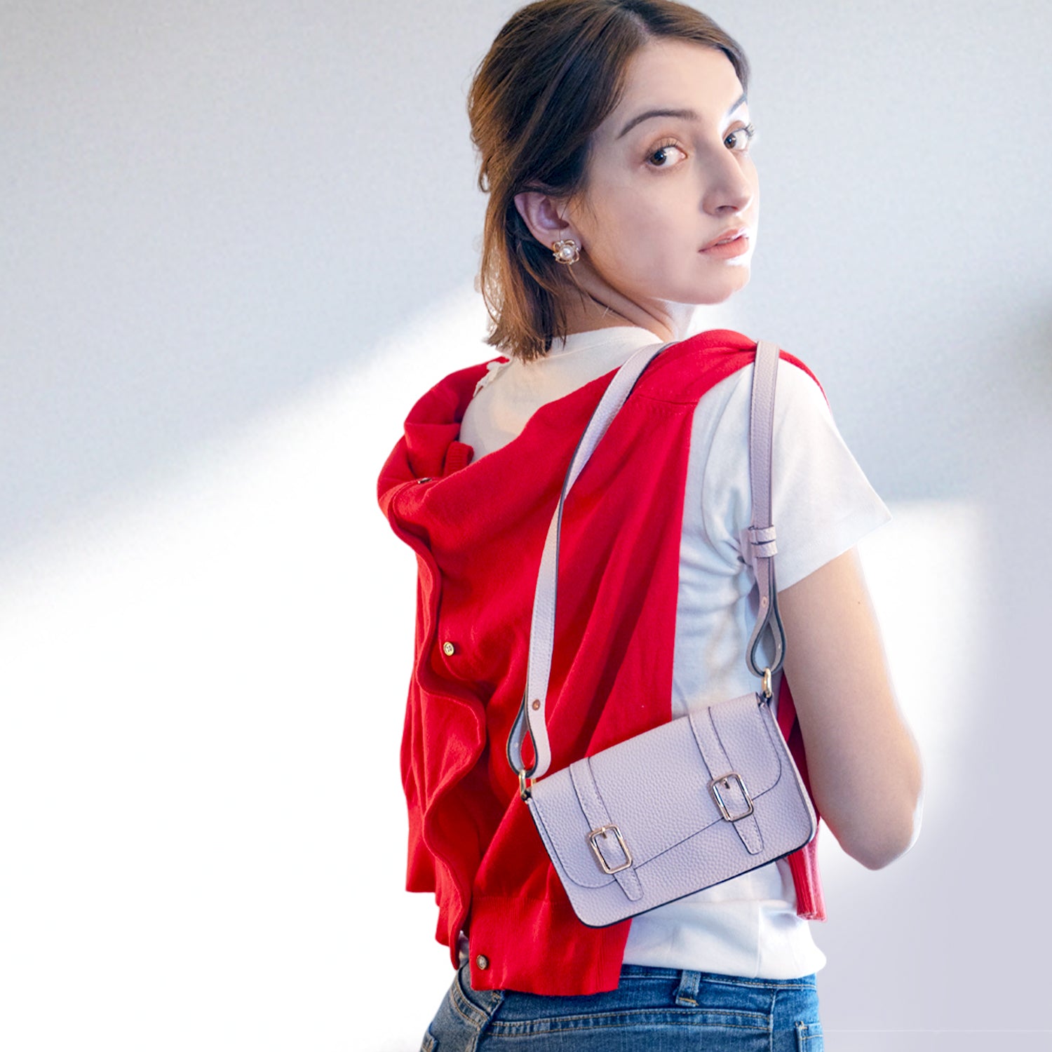 クレールトワール Creeretoile スマホサッチェル ショルダーバッグ（グレー） グレー