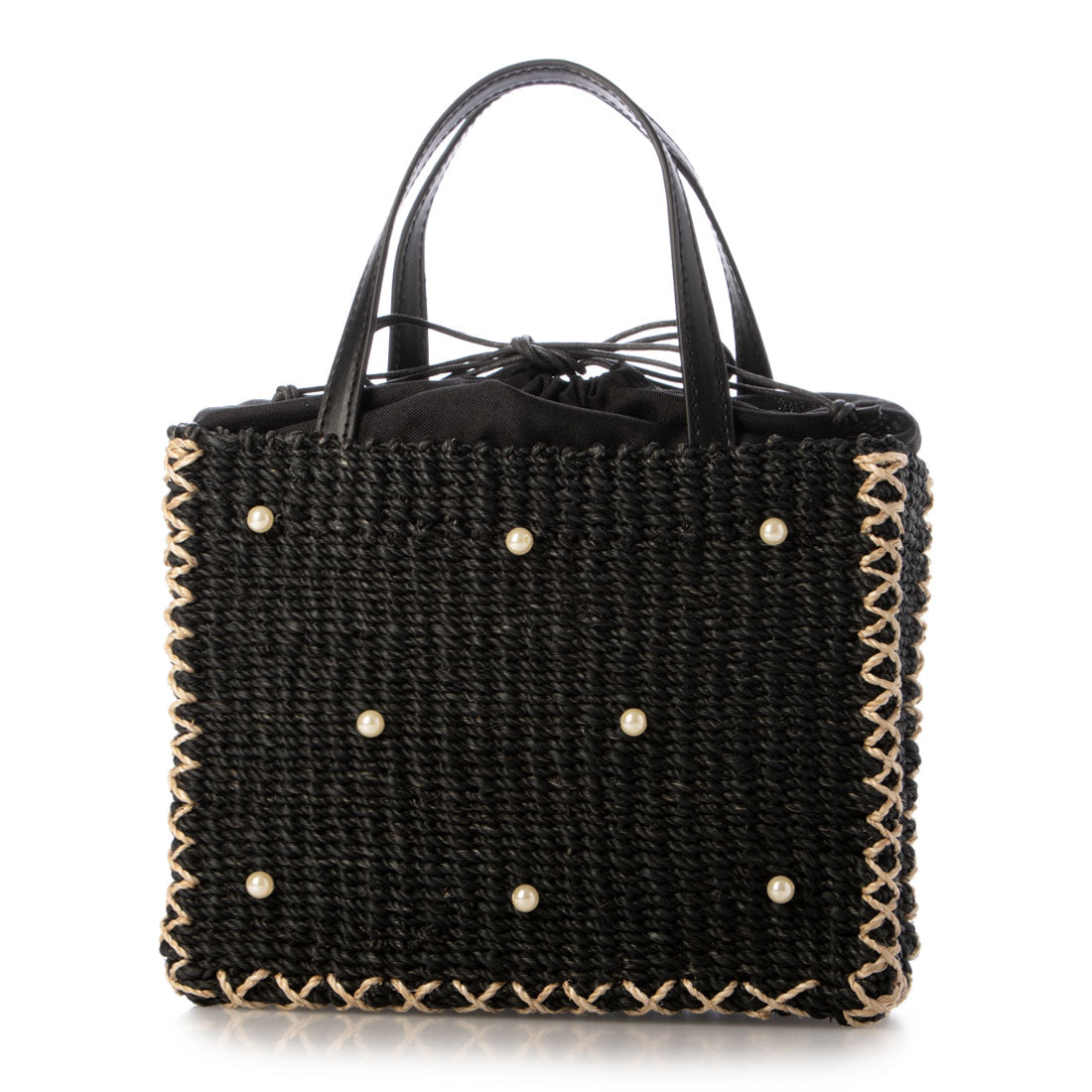 カシェリエ CACHELLIE C8596 ABACA F/PEARL SQUARE TOTE （ブラック） ブラック