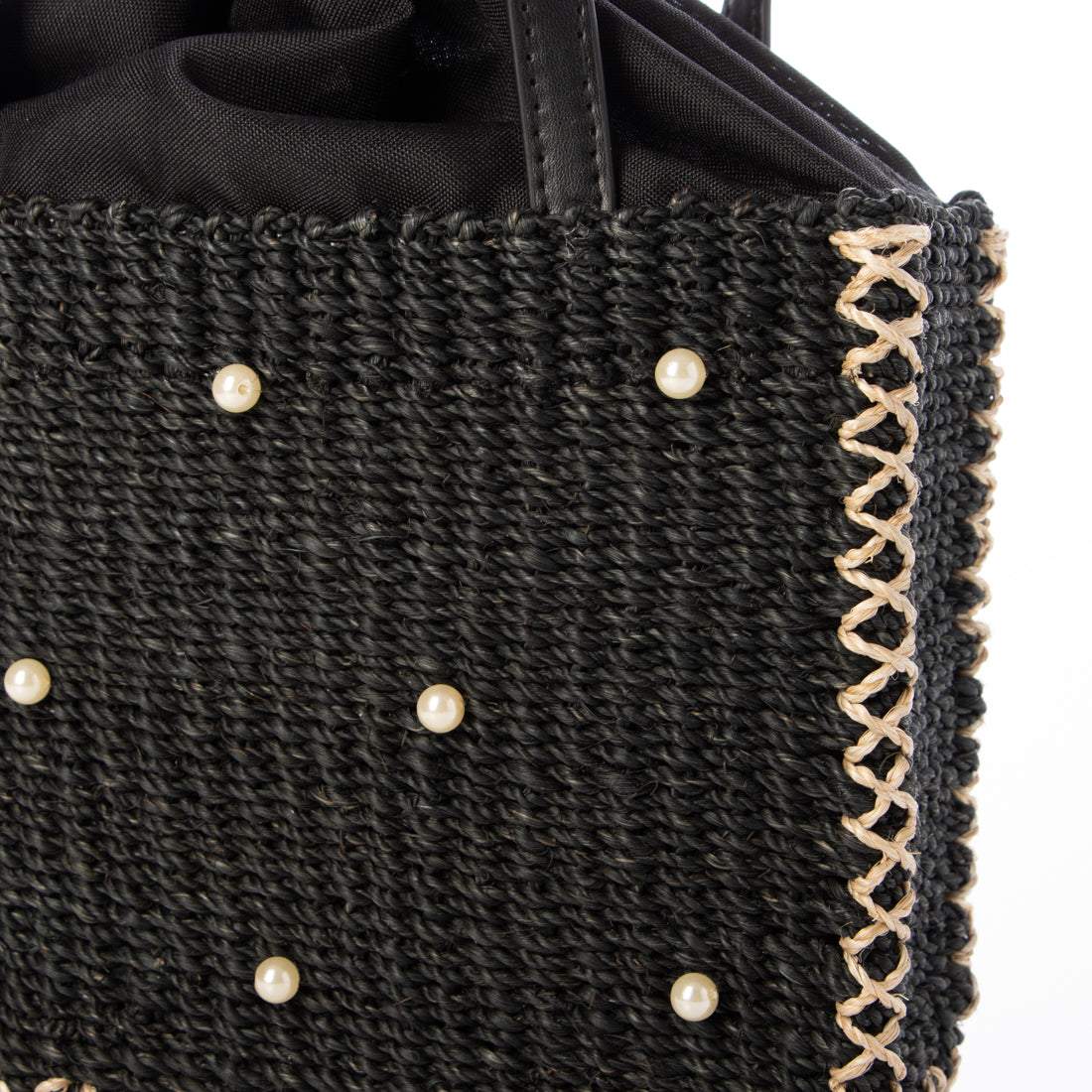 カシェリエ CACHELLIE C8596 ABACA F/PEARL SQUARE TOTE （ブラック） ブラック