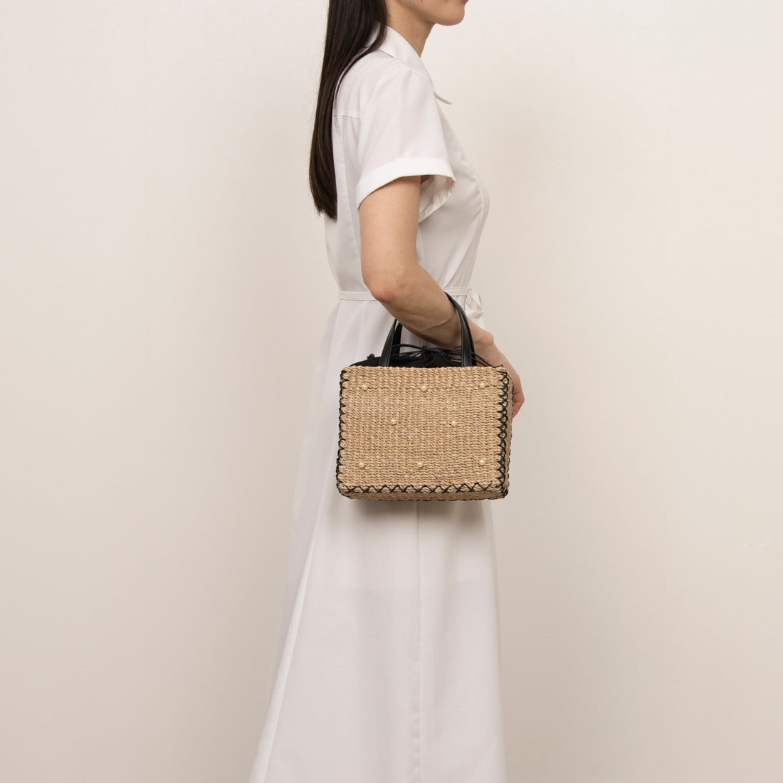 カシェリエ CACHELLIE C8596 ABACA F/PEARL SQUARE TOTE （ナチュラル） ナチュラル