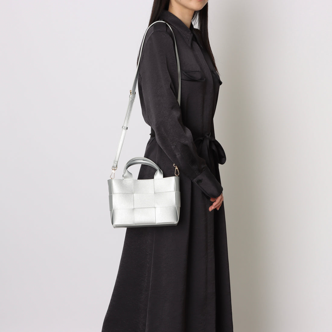 カシェリエ CACHELLIE C8708 PU MESH 4WAY TOTE （シルバー） シルバー