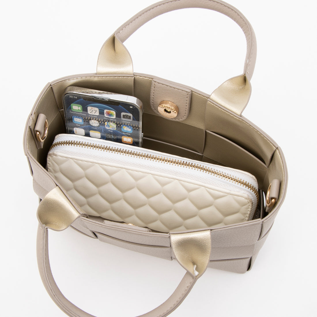カシェリエ CACHELLIE C8708 PU MESH 4WAY TOTE （ベージュ） ベージュ