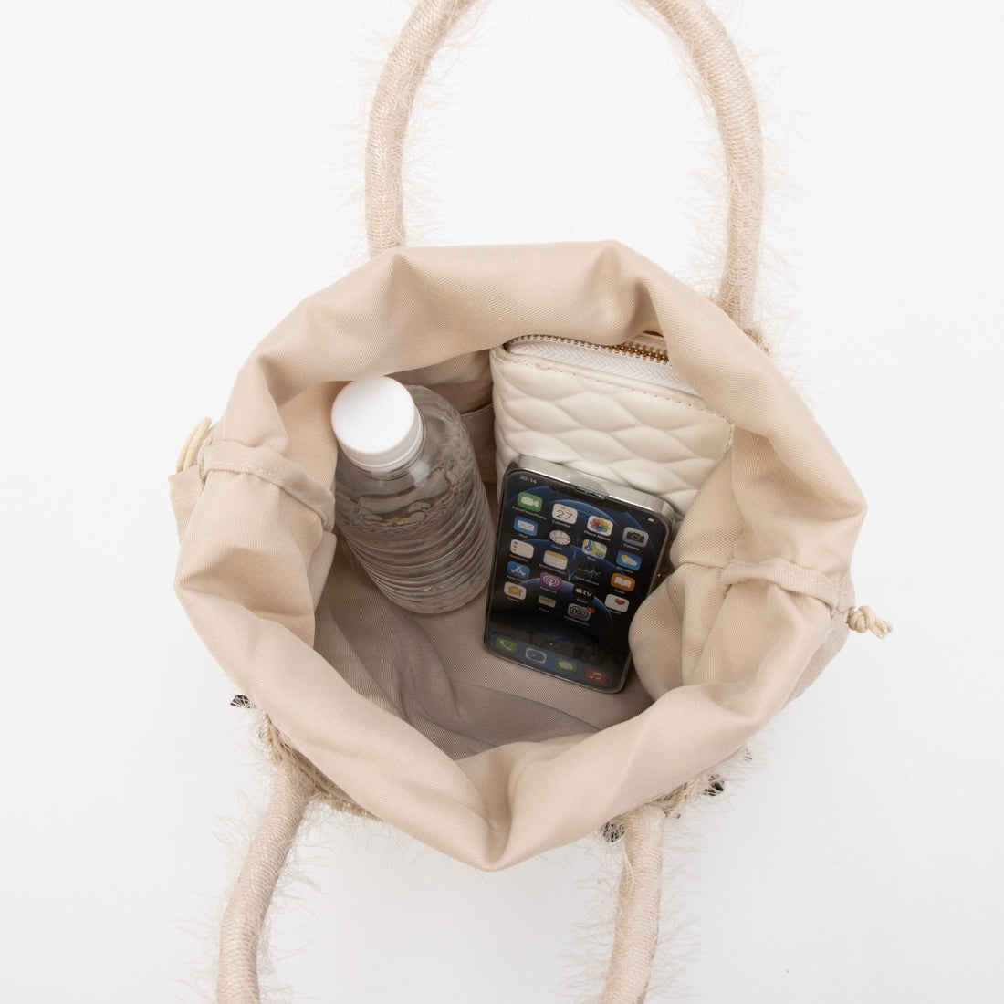カシェリエ CACHELLIE C8740 SHAGGY KNIT*RIBBON TOTE （ベージュ） ベージュ