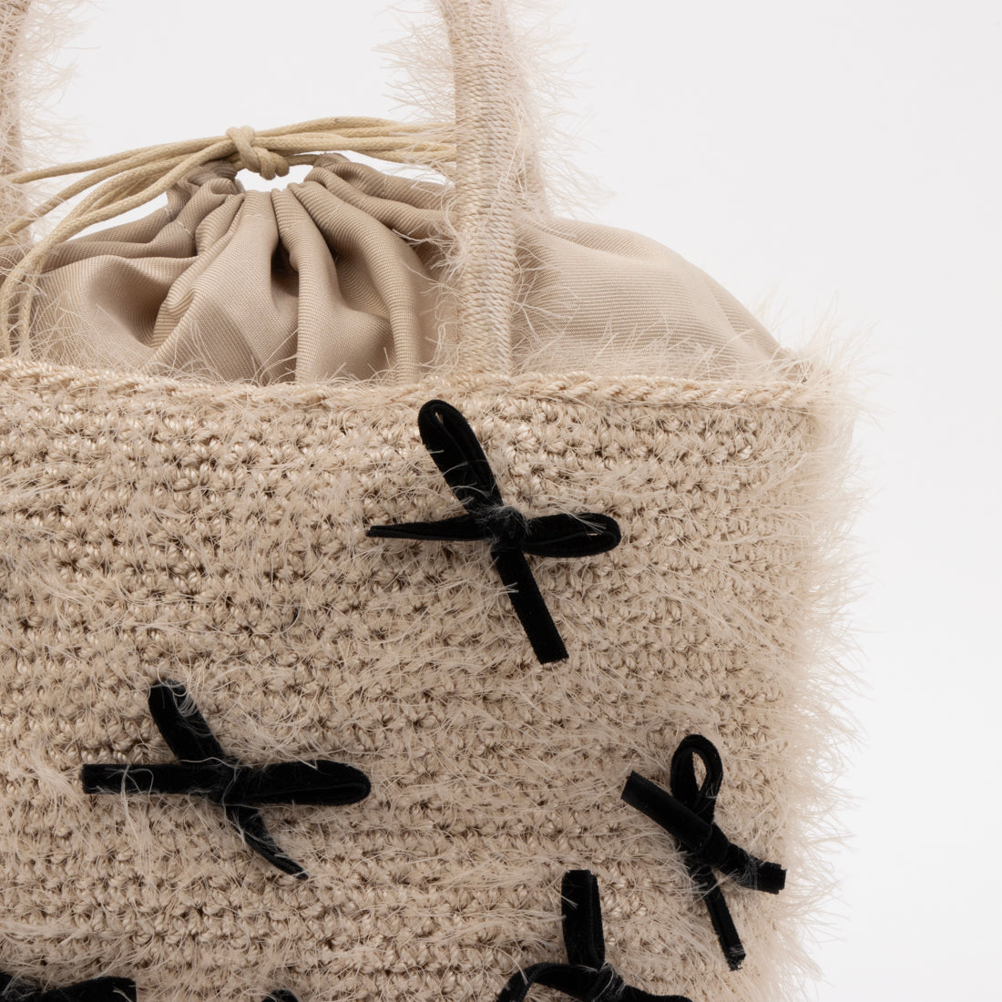 カシェリエ CACHELLIE C8740 SHAGGY KNIT*RIBBON TOTE （ベージュ） ベージュ