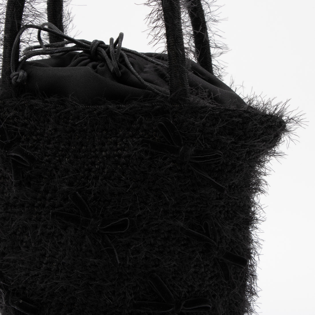 カシェリエ CACHELLIE C8740 SHAGGY KNIT*RIBBON TOTE （ブラック） ブラック