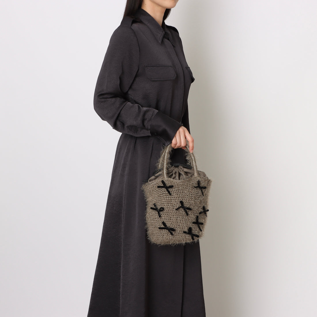 カシェリエ CACHELLIE C8740 SHAGGY KNIT*RIBBON TOTE （グレージュ） グレージュ