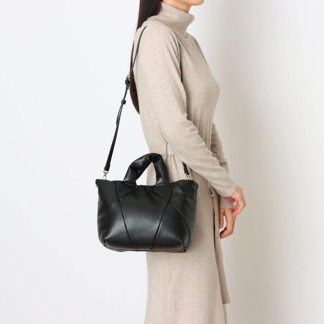 カシェリエ CACHELLIE C8733 PU BONDING 2WAY TOTE （ブラック） ブラック