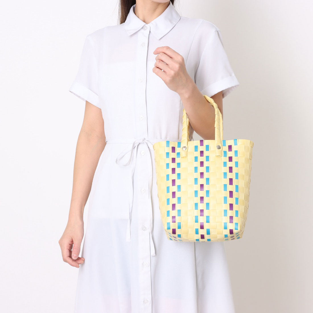 カシェリエ CACHELLIE C8820 PLASTIC STRIPE TOTE （イエロー） イエロー
