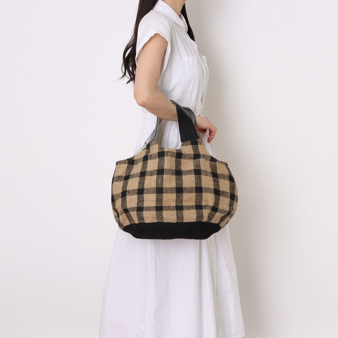 カシェリエ CACHELLIE C8797 JUTE LTHR BALOON TT （チェック） チェック