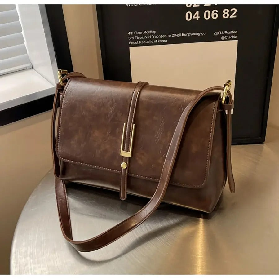 カルペディエム Carpe diem スクエアショルダーバッグ コンパクト オフィスカジュア puショルダーバッグ レザーバッグ 斜めかけバッグ お出掛け 大人可愛い ハンドバッグ 肩掛けバッグ （ブラウン） ブラウン