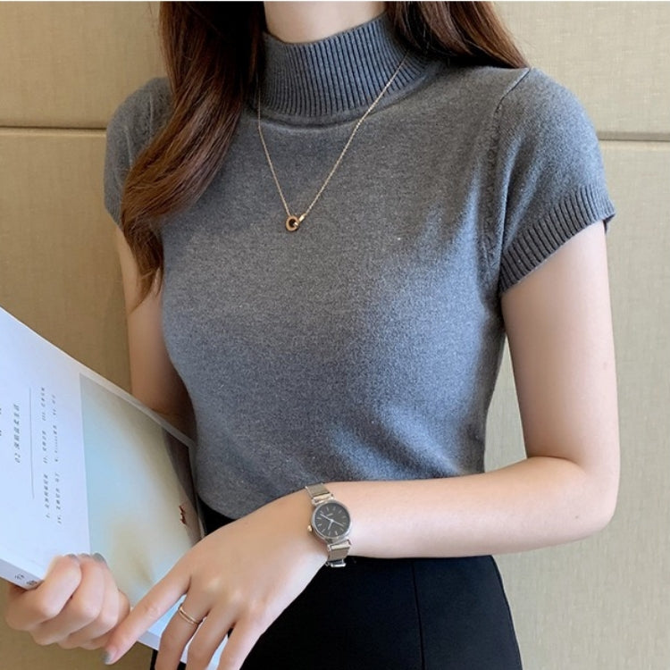 カルペディエム Carpe diem リブニットトップス シンプルニット セーター カットソー プルオーバー 半袖ニット ゆったり 洗える 中厚ニット 新作 春 生地感 リブ編み Vネックニット （ブラック） ブラック