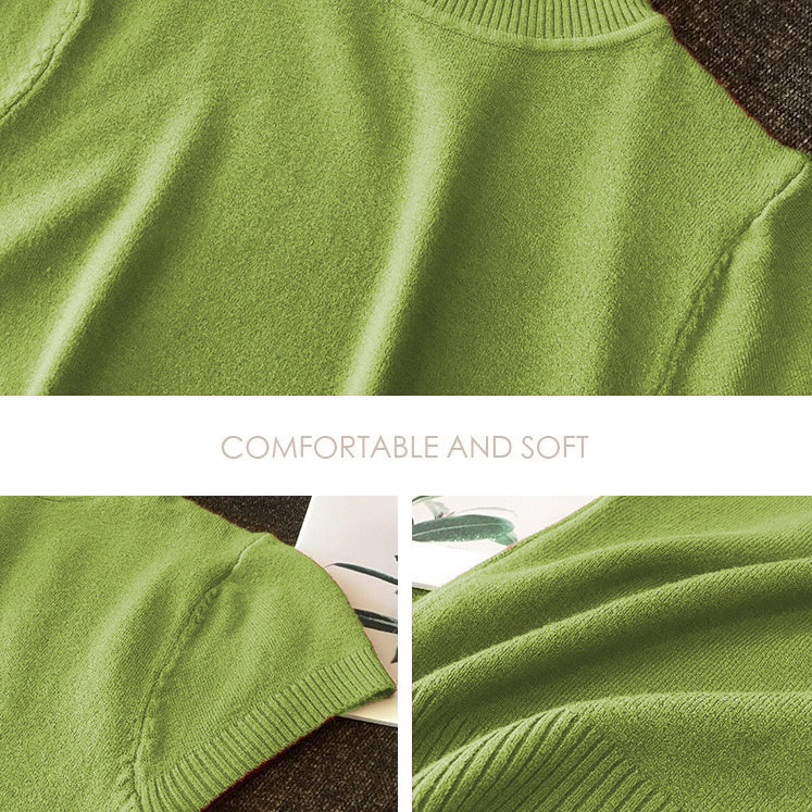 カルペディエム Carpe diem リブニットトップス シンプルニット セーター カットソー プルオーバー 半袖ニット ゆったり 洗える 中厚ニット 新作 春 生地感 リブ編み Vネックニット （ブラック） ブラック