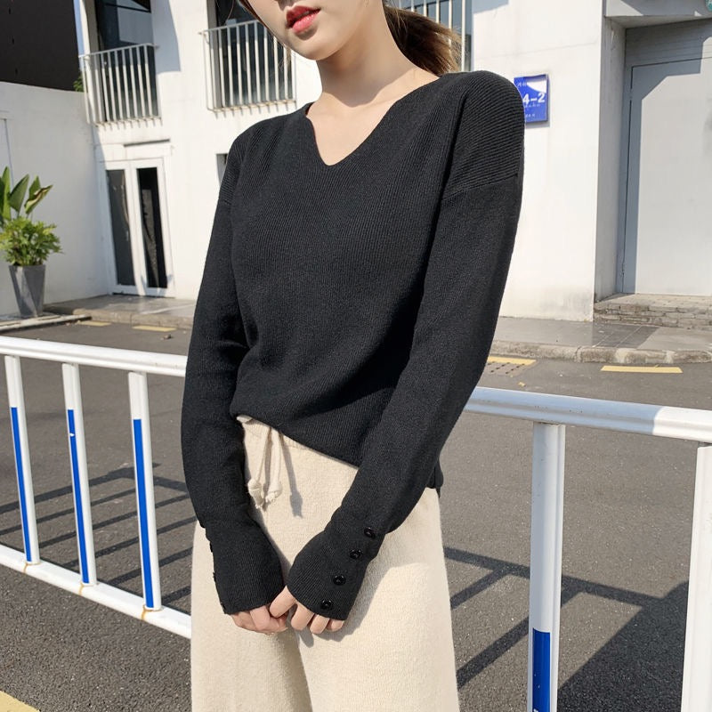 カルペディエム Carpe diem リブニットトップス vネックニット カットソー プルオーバー 長袖 ゆったり 洗える 中厚ニット 新作 春 秋 冬インナー上品 美シルエット伸縮性 生地感 リブ編み Vネックニット （ブラウン） ブラウン