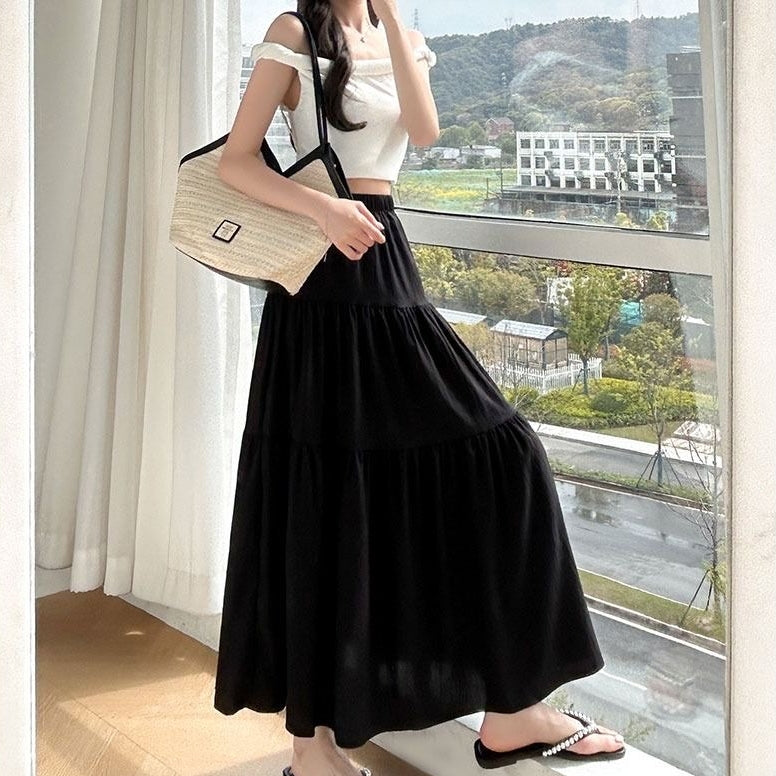 カルペディエム Carpe diem ロングスカート レディース 夏新作 ハイウエスト ミモレ丈 Aライン ティアードスカート ウエスト入り ギャザー切り替え フレンチスタイル フェミニン （ピンク） ピンク