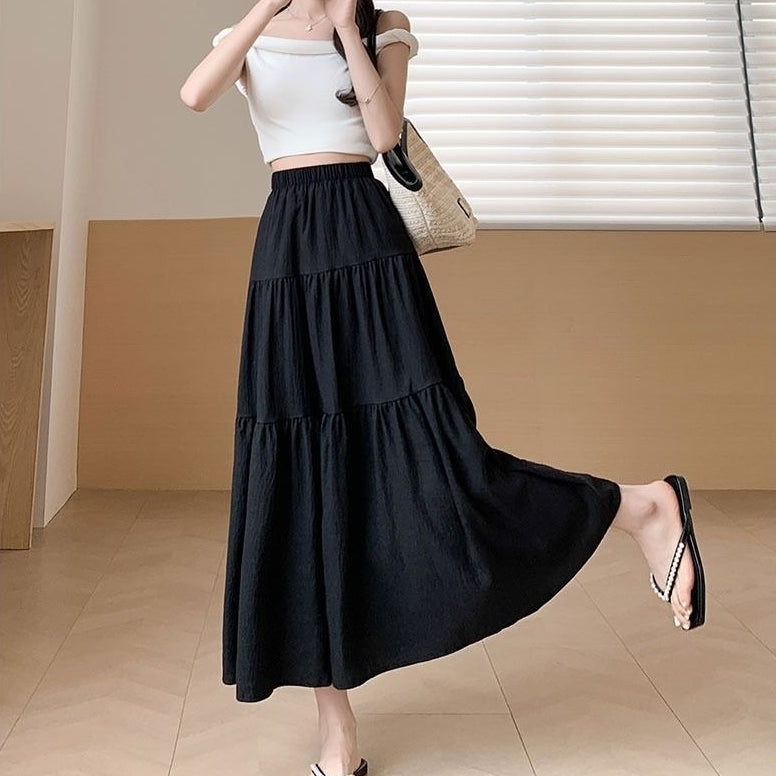 カルペディエム Carpe diem ロングスカート レディース 夏新作 ハイウエスト ミモレ丈 Aライン ティアードスカート ウエスト入り ギャザー切り替え フレンチスタイル フェミニン （ピンク） ピンク