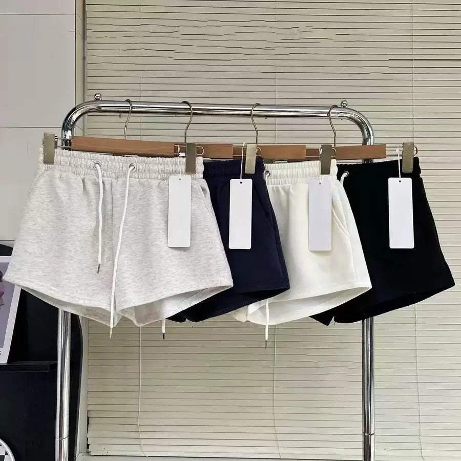 カルペディエム Carpe diem スウェット ショートパンツ ヨガパンツ夏 ルームウェア ジム ヨガ ウエストゴムパンツ スポーティー カジュアル 短パン ドローストリング 楽ちん 無地 ポケット付き フラッシュ パイピング （ホワイト） ホワイト