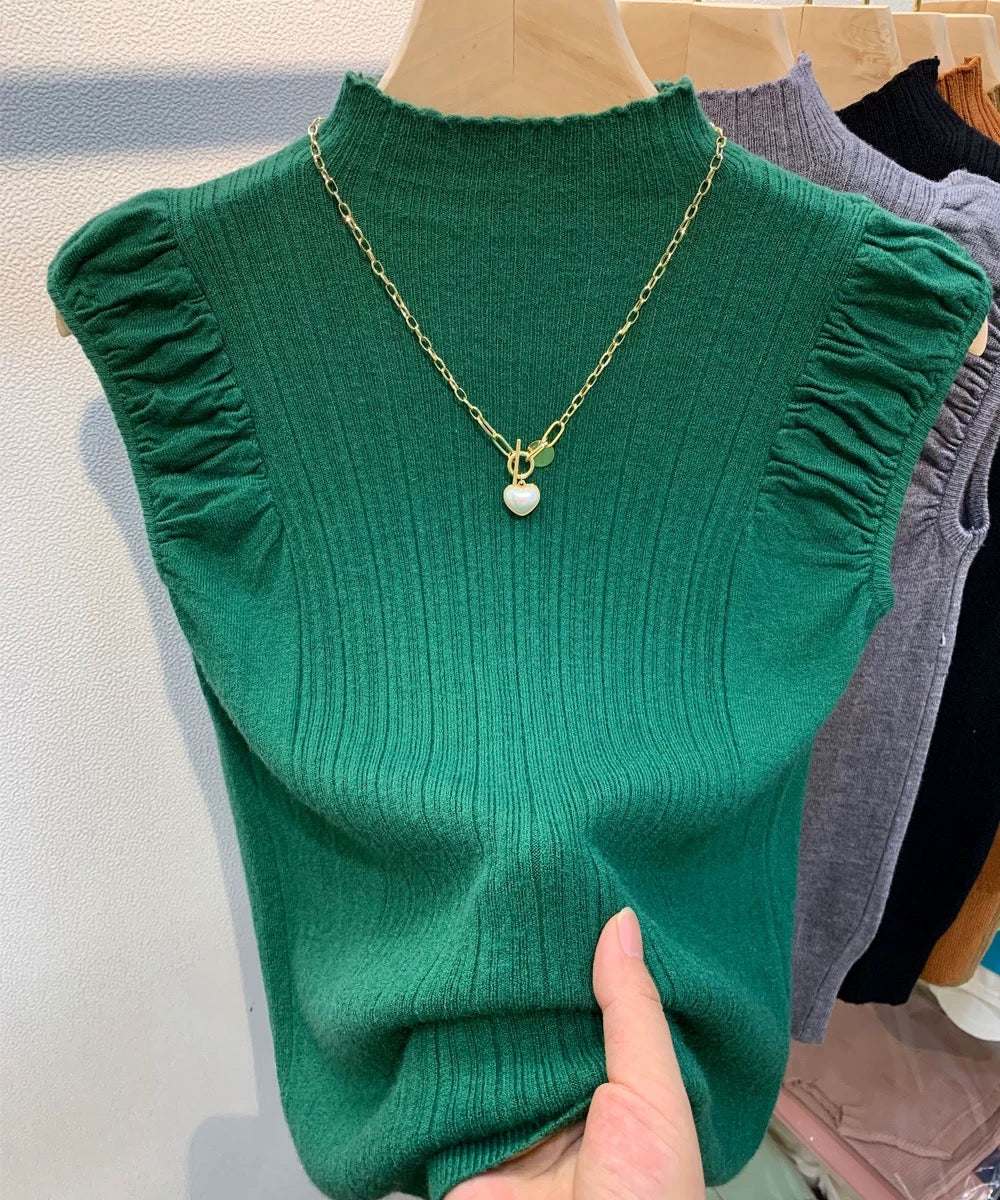 カルペディエム Carpe diem サマーニット 半袖ニット ハイネックニット レディース リブニット トップス ボトルネック 半袖 きれいめ オフィスカジュアル フィット ストレッチ 夏ニット 上品 （キャラメル） キャラメル