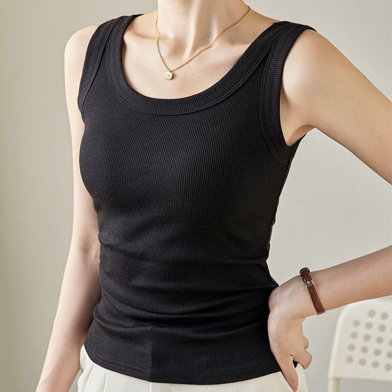 カルペディエム Carpe diem タンクトップ インナー ノースリーブ Tシャツ タンクトップ 夏 トップス サマートップス インナー プルオーバー カジュアル シンプル 無地 （ホワイト） ホワイト