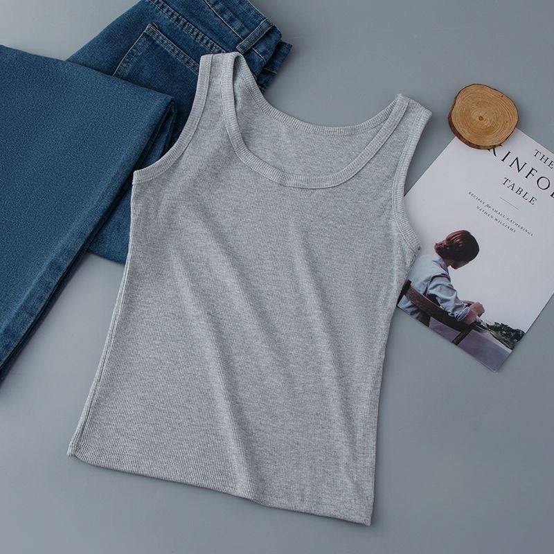 カルペディエム Carpe diem タンクトップ インナー ノースリーブ Tシャツ タンクトップ 夏 トップス サマートップス インナー プルオーバー カジュアル シンプル 無地 （ホワイト） ホワイト