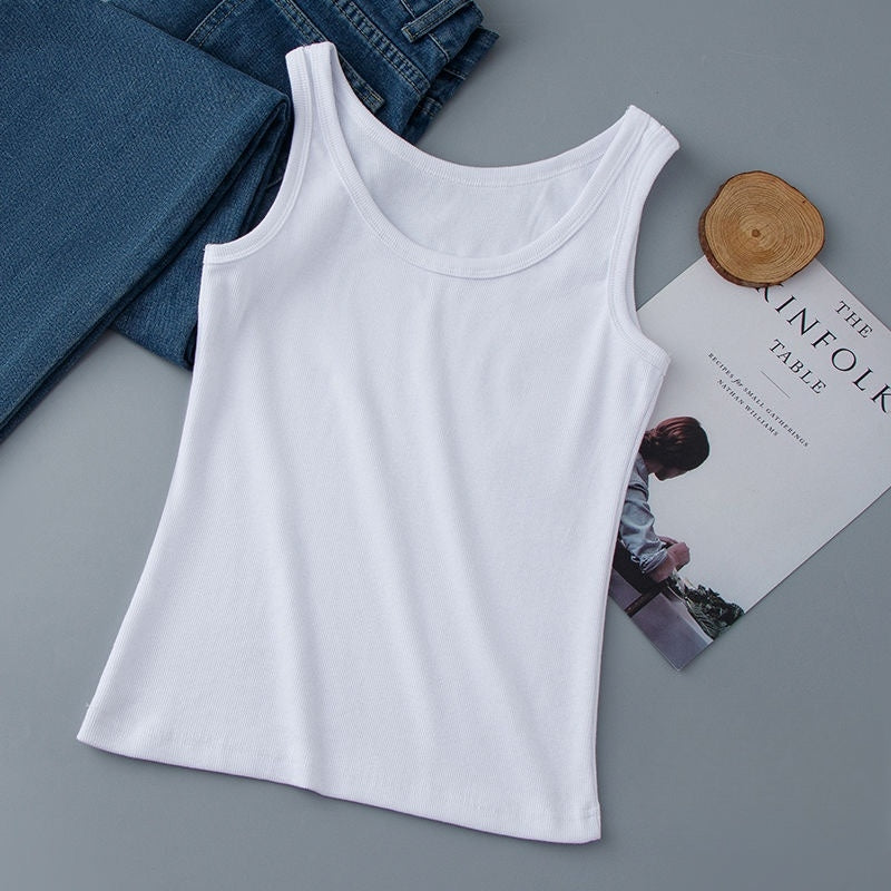 カルペディエム Carpe diem タンクトップ インナー ノースリーブ Tシャツ タンクトップ 夏 トップス サマートップス インナー プルオーバー カジュアル シンプル 無地 （ホワイト） ホワイト