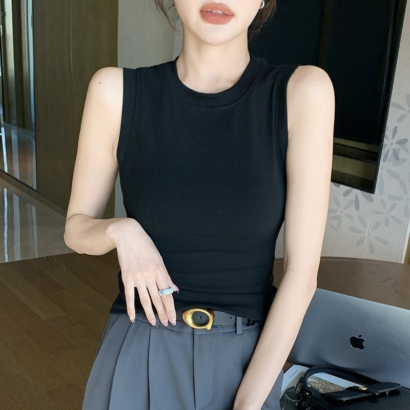 カルペディエム Carpe diem タンクトップ インナー ノースリーブ Tシャツ タンクトップ 夏 トップス サマートップス インナー プルオーバー カジュアル シンプル 無地 着回し ベーシック 定番タンクトップ 伸縮性 （ブラウン） ブラウン