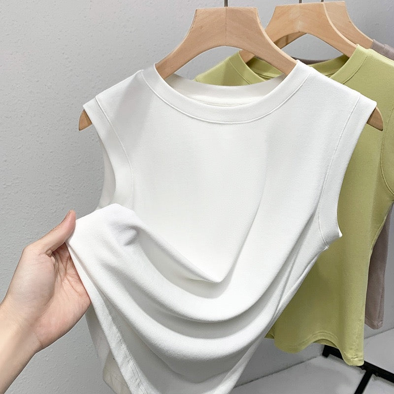 カルペディエム Carpe diem タンクトップ インナー ノースリーブ Tシャツ タンクトップ 夏 トップス サマートップス インナー プルオーバー カジュアル シンプル 無地 着回し ベーシック 定番タンクトップ 伸縮性 （ブラウン） ブラウン