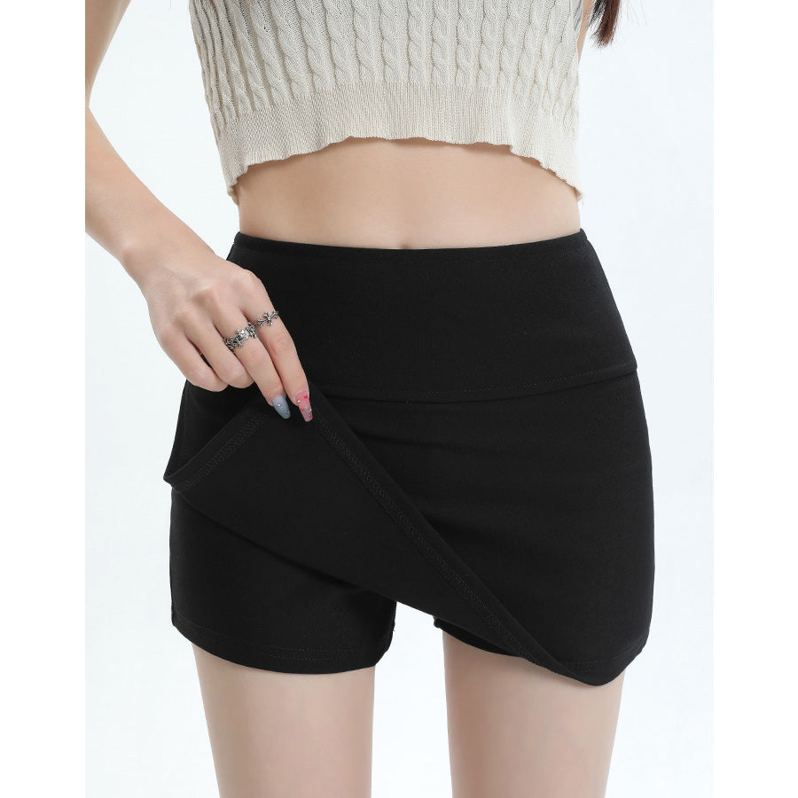 カルペディエム Carpe diem スリット入りキュロットスカート 露出防止 ミニスカート風 ショートパンツ Aライン 夏パンツ 脚長効果 きれいめ ウエストゴム 裏地付き 膝上スカート （グレー） グレー