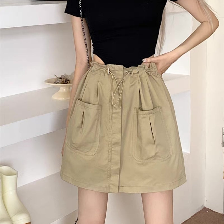 カルペディエム Carpe diem レディース ショートパンツ 韓国 ハーフパンツ キュロットパンツ カーゴパンツ 紐パンツ カジュアル ハイウエストデニム ボトムス スカート （アイボリー） アイボリー