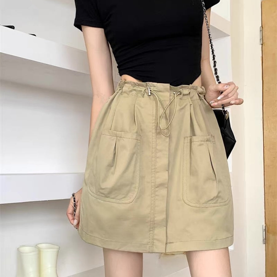 カルペディエム Carpe diem レディース ショートパンツ 韓国 ハーフパンツ キュロットパンツ カーゴパンツ 紐パンツ カジュアル ハイウエストデニム ボトムス スカート （アイボリー） アイボリー