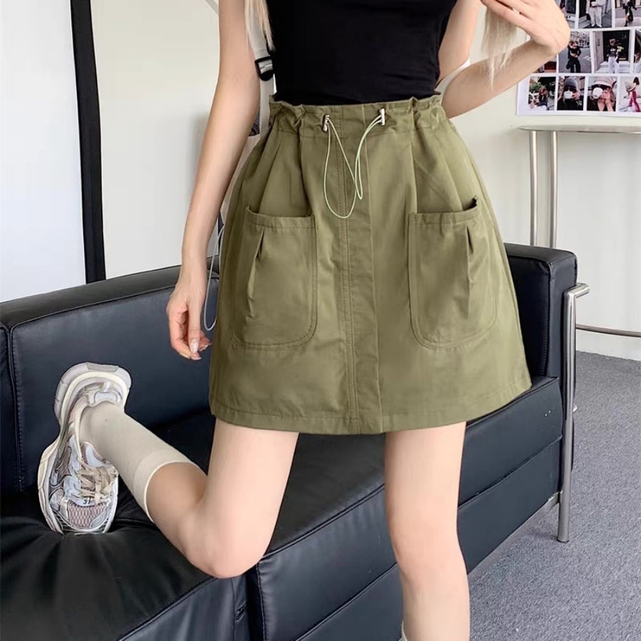 カルペディエム Carpe diem レディース ショートパンツ 韓国 ハーフパンツ キュロットパンツ カーゴパンツ 紐パンツ カジュアル ハイウエストデニム ボトムス スカート （アイボリー） アイボリー