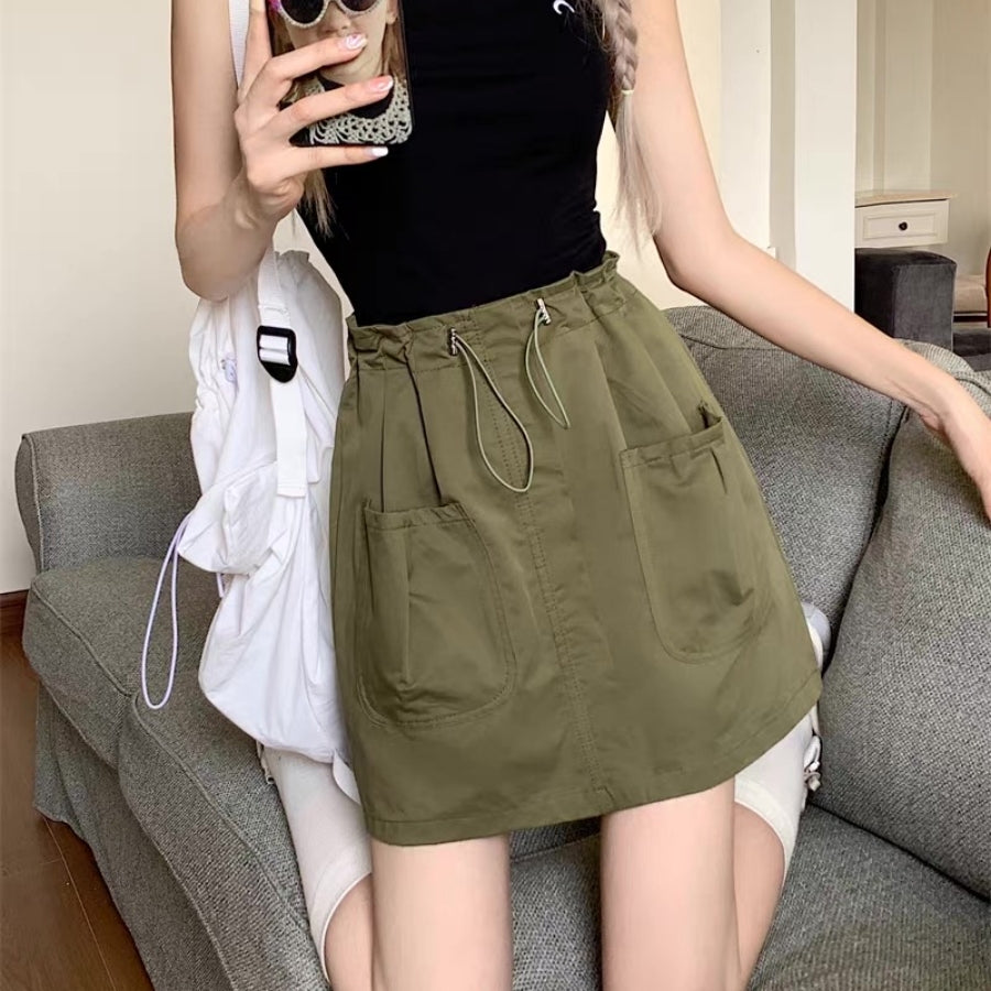 カルペディエム Carpe diem レディース ショートパンツ 韓国 ハーフパンツ キュロットパンツ カーゴパンツ 紐パンツ カジュアル ハイウエストデニム ボトムス スカート （アイボリー） アイボリー