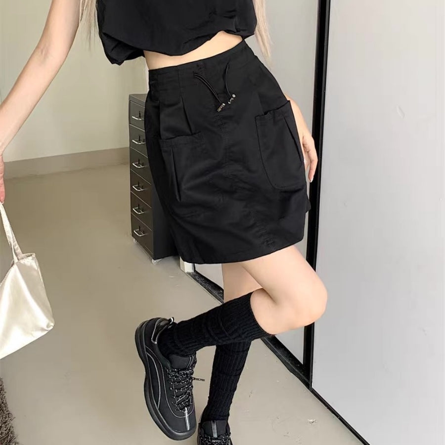 カルペディエム Carpe diem レディース ショートパンツ 韓国 ハーフパンツ キュロットパンツ カーゴパンツ 紐パンツ カジュアル ハイウエストデニム ボトムス スカート （アイボリー） アイボリー