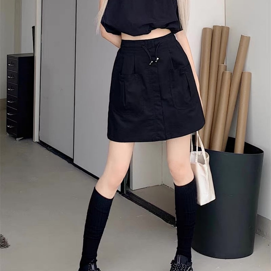 カルペディエム Carpe diem レディース ショートパンツ 韓国 ハーフパンツ キュロットパンツ カーゴパンツ 紐パンツ カジュアル ハイウエストデニム ボトムス スカート （アイボリー） アイボリー