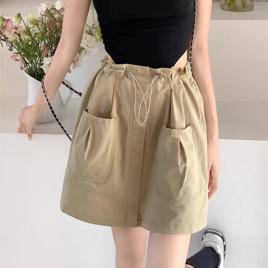 カルペディエム Carpe diem レディース ショートパンツ 韓国 ハーフパンツ キュロットパンツ カーゴパンツ 紐パンツ カジュアル ハイウエストデニム ボトムス スカート （ベージュ） ベージュ