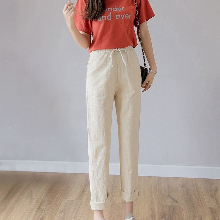 カルペディエム Carpe diem 綿麻パンツ ロングパンツ ストレートパンツ ロールアップ ボトムス 春 リネン素材 リネンパンツ 夏パンツ イージーパンツ ロールアップ カラーパンツ （コバルトグリーン） コバルトグリーン